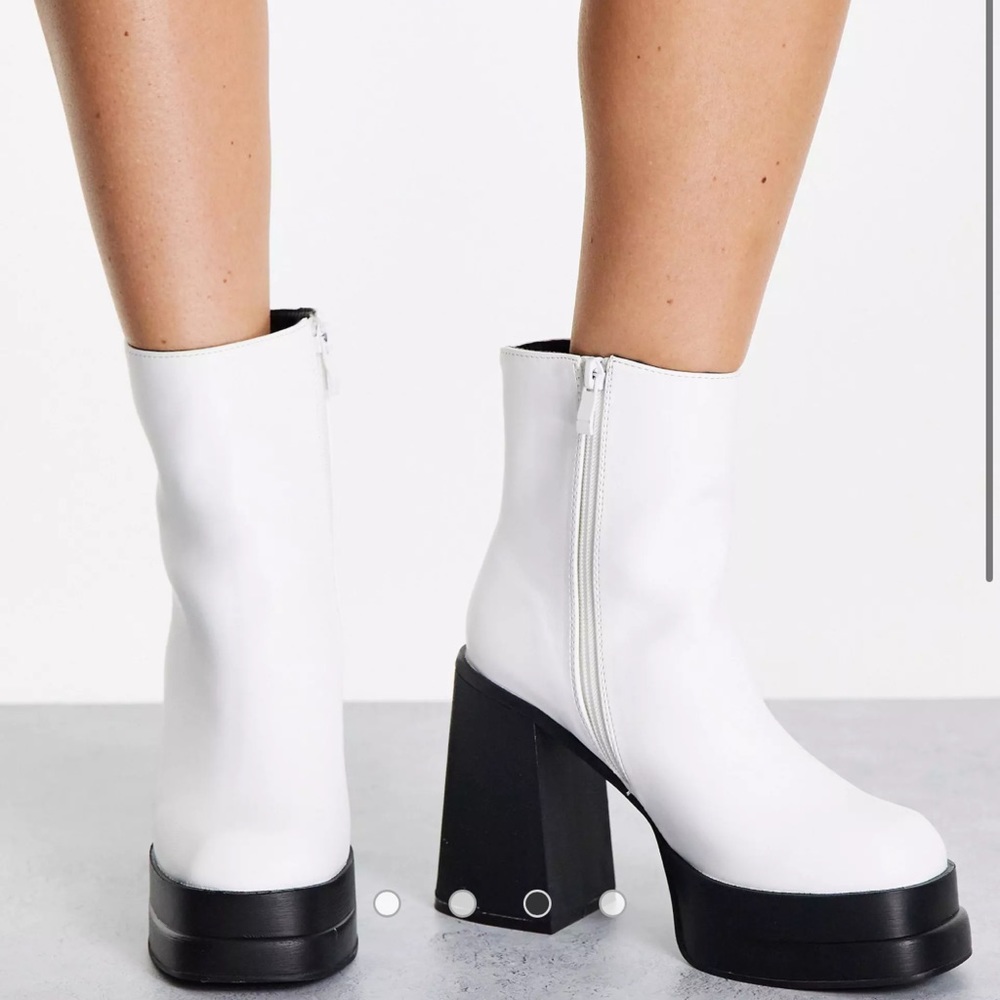 ASOS Chunky Heeled Boot in White Size 8 NWOT